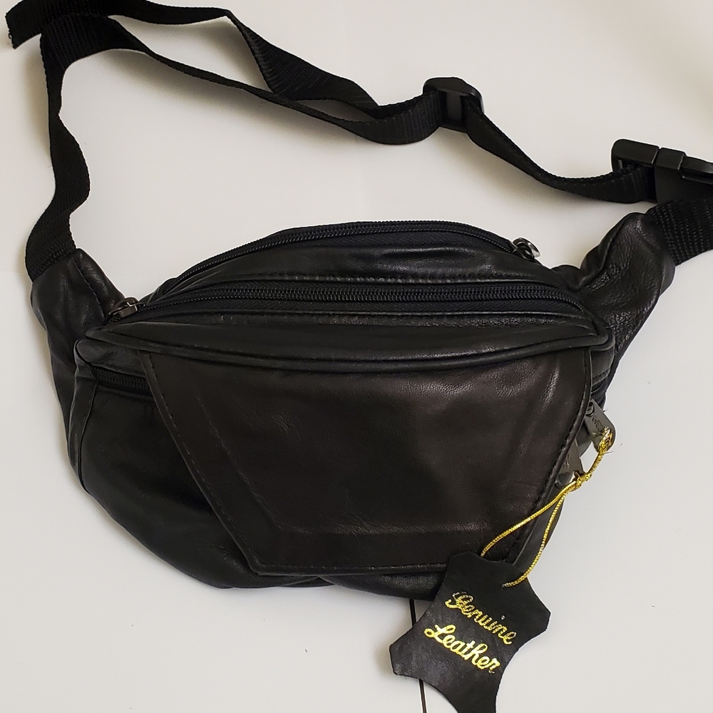 New with tags genuine leather unisex adjustable waist funny bag